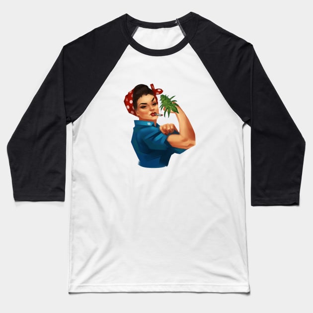 rosie the riveter weed Baseball T-Shirt by JulieVie Design